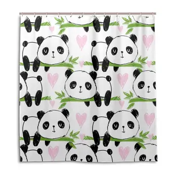 Shower Curtain, Background Cute Pandas Bamboo Vector Illustration Customized Bathroom Shower Curtain Set with Hooks, W72 xH72 
Shower Curtain, Background Cute Pandas Bamboo Vector Illustration Customized Bathroom Shower Curtain Set with Hooks, W72 xH72