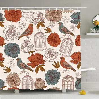 Shower Curtain Set with Hooks 60x72 Blossom Cage Vintage Spring Bird Botanical Decor Cages Blossoms On Bridal Animals Wildlife
Shower Curtain Set with Hooks 60x72 Blossom Cage Vintage Spring Bird Botanical Decor Cages Blossoms On Bridal Animals Wildlife