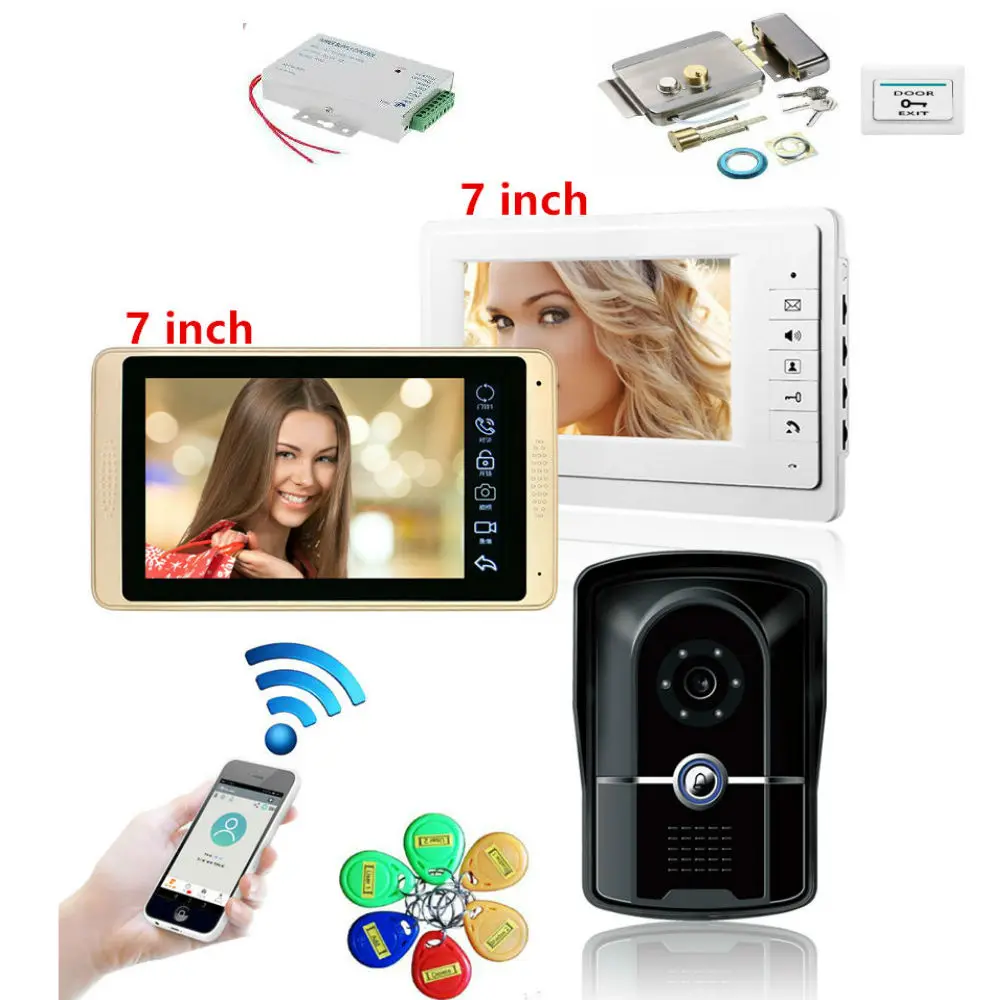 wired WiFiVideo Speakphone Intercom 7"Inch Monitor Color Video Door Phone Doorbell Intercom IR Camera RFID Access Control KIT
wired WiFiVideo Speakphone Intercom 7"Inch Monitor Color Video Door Phone Doorbell Intercom IR Camera RFID Access Control KIT