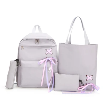 4Pcs/Set Ribbon Chain Bowknot Canvas Backpack Travel Rucksacks Leisure Backpacks for Teenage Girls School Backpack
4Pcs/Set Ribbon Chain Bowknot Canvas Backpack Travel Rucksacks Leisure Backpacks for Teenage Girls School Backpack