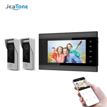 Jeatone 7 Inch Wireless WiFi IP Video Doorbell Home Intercom with Night Vision Monitor + 2 x Rainproof Door Phone Camera,
Jeatone 7 Inch Wireless WiFi IP Video Doorbell Home Intercom with Night Vision Monitor + 2 x Rainproof Door Phone Camera,