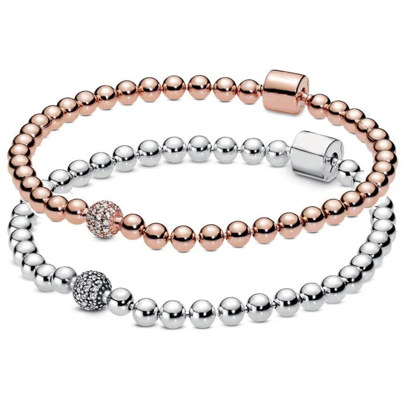 Rose Gold Beads & Pave Crystal Sliding 925 Sterling Silver Pan Bracelet Fit Fine Original Bangle Bead Charm Diy Jewelry
Rose Gold Beads & Pave Crystal Sliding 925 Sterling Silver Pan Bracelet Fit Fine Original Bangle Bead Charm Diy Jewelry