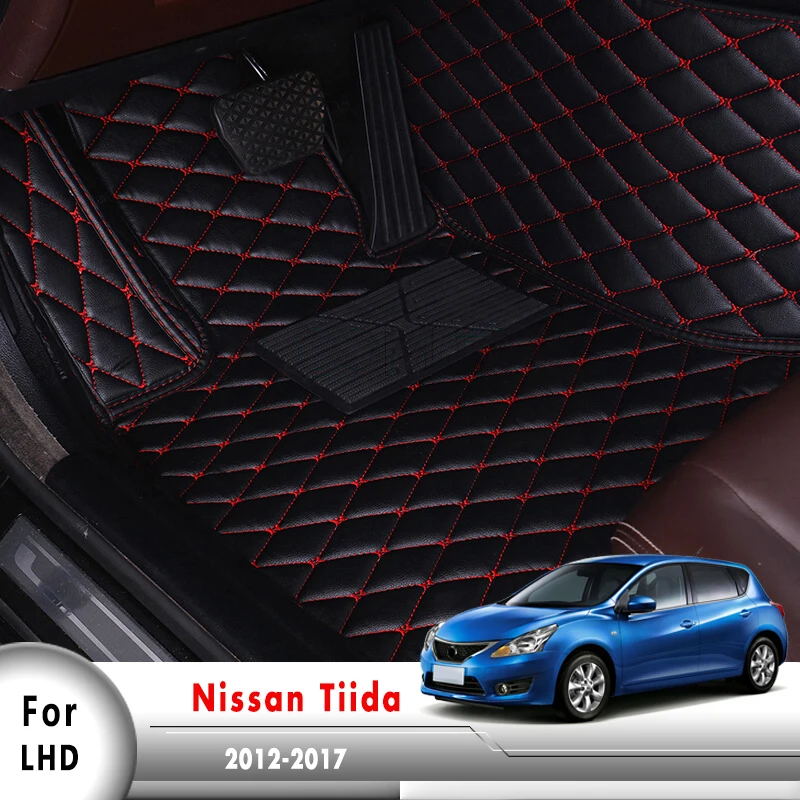 Напольные коврики для Nissan Tiida 2020 2019 2018 2017 2016 2014 2013 2012 кожаные аксессуары салона