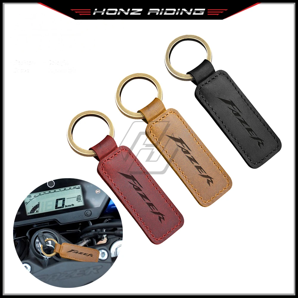 

For Yamaha Fazer 250 8 FZ6 FZ8 FZ1 FZS600 Motorcycle Cowhide Keychain Key Ring