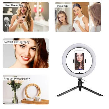 10" Dimmable LED Selfie Round Light Ringlight Brightness Adjustable Lamp for Live Broadcast Selfie Photography Video with Tripod
10" Dimmable LED Selfie Round Light Ringlight Brightness Adjustable Lamp for Live Broadcast Selfie Photography Video with Tripod