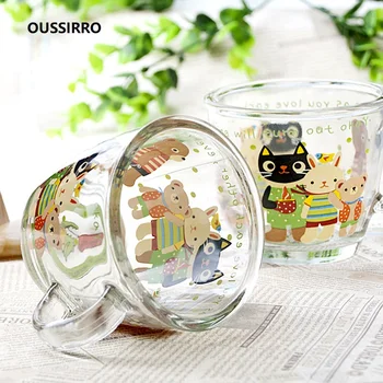 OUSSIRRO Small Bear Glass Cups Milk Coffee Mug High Boron Silicon Double-deck Big Transparent Travel Mug Double Wall Glass