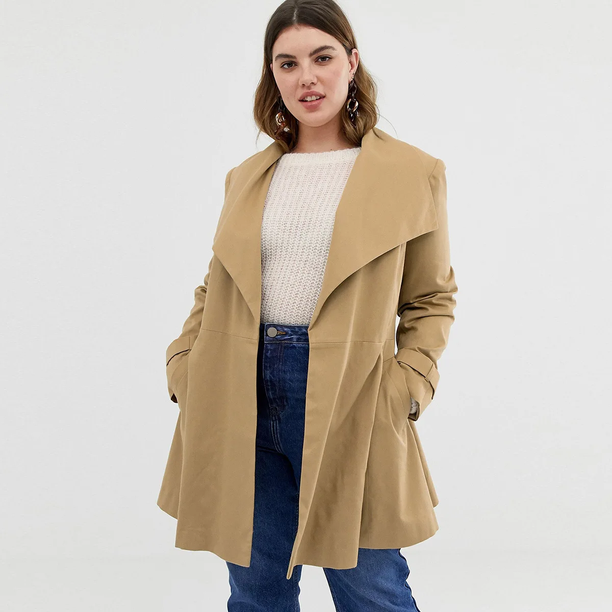 Kisilk Simple Casual Western Style Large Size Fold-down Collar xi dai kuan A- line Hem Long Trench Coat Coat 2020
Kisilk Simple Casual Western Style Large Size Fold-down Collar xi dai kuan A- line Hem Long Trench Coat Coat 2020