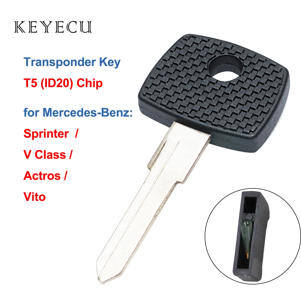 

Keyecu Transponder Key Fob for Mercedes Actros Atego Axor Sprinter Vito for Benz YM15 uncut blade with T5 ID20 Chip