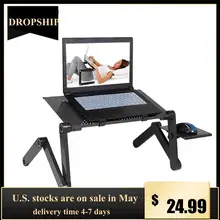 Escritorio de ordenador portátil de aluminio ajustable ergonómico portátil TV cama Lapdesk bandeja PC Mesa soporte Notebook mesa escritorio Stand con alfombrilla de ratón(China)