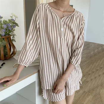Snordic Women Summer Cotton and Linen Striped 2 Two Pieces Set Tracksuits Loose Shirt with Buttons Drawstring Shorts Pants
Snordic Women Summer Cotton and Linen Striped 2 Two Pieces Set Tracksuits Loose Shirt with Buttons Drawstring Shorts Pants