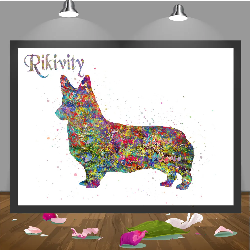 Rikivity корги собака печать холст картина настенные художественные картины