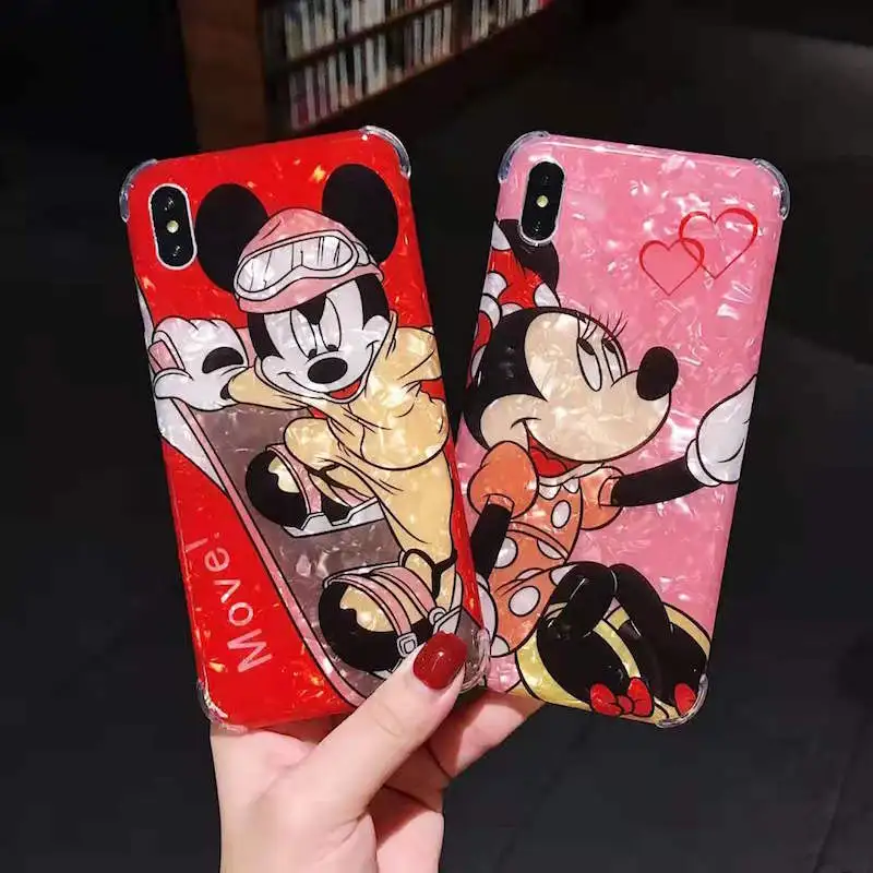 Cartoon cool shell pattern Mickey phone case for iPhoneXR XS MAX 7 6s 8plus cute pink love Minnie IMD phone case cover.
Cartoon cool shell pattern Mickey phone case for iPhoneXR XS MAX 7 6s 8plus cute pink love Minnie IMD phone case cover.