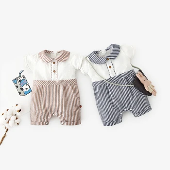 Newborn Baby Clothes Rompers Peter Pan Collar Summer Cotton Jumpsuit Short Sleeve Striped Infant Baby Girls Clothes Jumpsuit 
Newborn Baby Clothes Rompers Peter Pan Collar Summer Cotton Jumpsuit Short Sleeve Striped Infant Baby Girls Clothes Jumpsuit