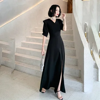 Autumn New Puff Sleeve Lady Qipao Formal Party Dress Sexy High Split Black Cheongsam Exquisite V-neck Slim Oversize Vestidos
Autumn New Puff Sleeve Lady Qipao Formal Party Dress Sexy High Split Black Cheongsam Exquisite V-neck Slim Oversize Vestidos