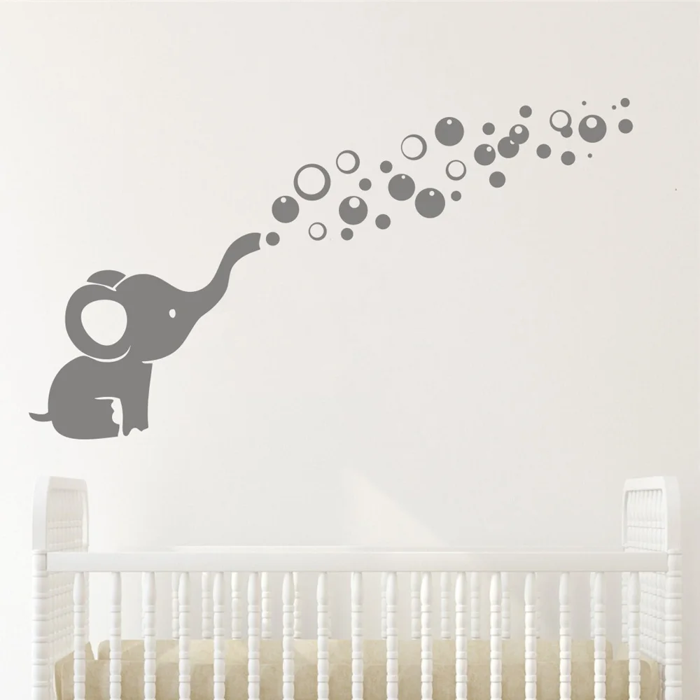 

Girls Room Sticker Cute Elephant Blowing Bubbles Wall Decal Art Vinyl Wall Decor Sticker for Baby Bedroom