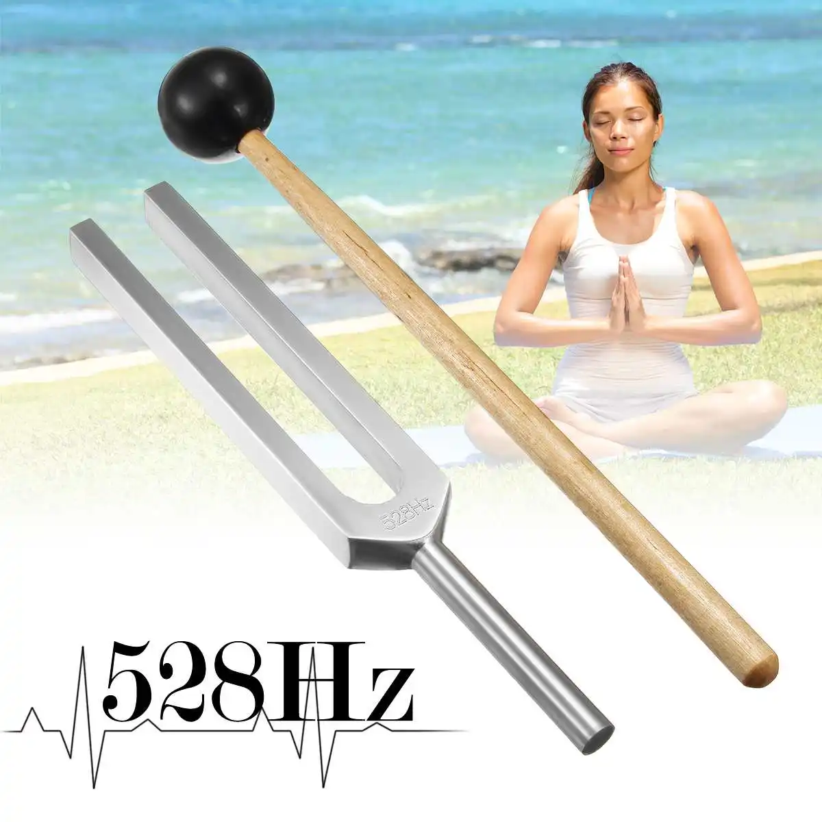 

Aluminum Alloy Tuning Fork Chakra Hammer 528Hz Sound Healing Therapy Diagnostic with Mallet for Healing Relaxation Health Care
