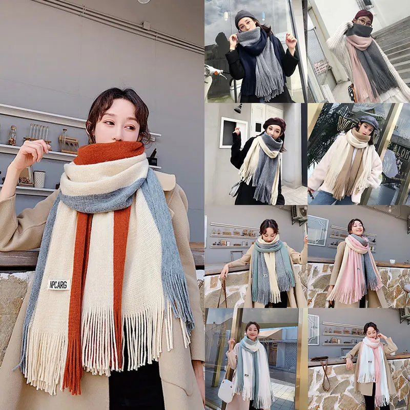 Couple Scarves Long Thicken Shawl Tassel Scarf Women Men Knitted Scarf Imitation Cashmere Soft Warm Splicing Colors
Couple Scarves Long Thicken Shawl Tassel Scarf Women Men Knitted Scarf Imitation Cashmere Soft Warm Splicing Colors