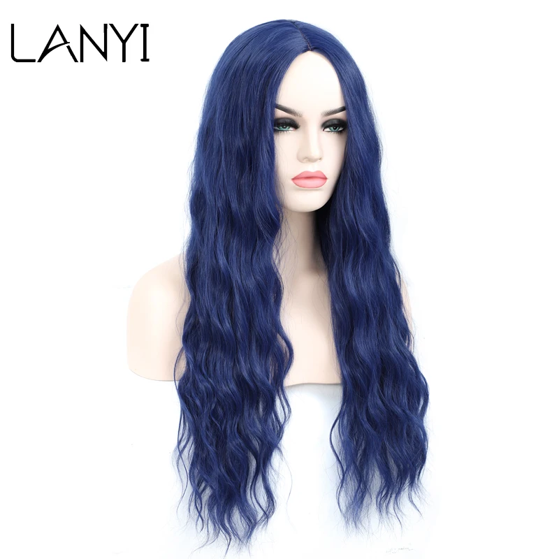 Lanyi 26 Inches Blue Wavy Synthetic Wig For Women Middle Part Heat Resistant Natural Daily Party Cosplay Costume Colorful Wigs 
Lanyi 26 Inches Blue Wavy Synthetic Wig For Women Middle Part Heat Resistant Natural Daily Party Cosplay Costume Colorful Wigs