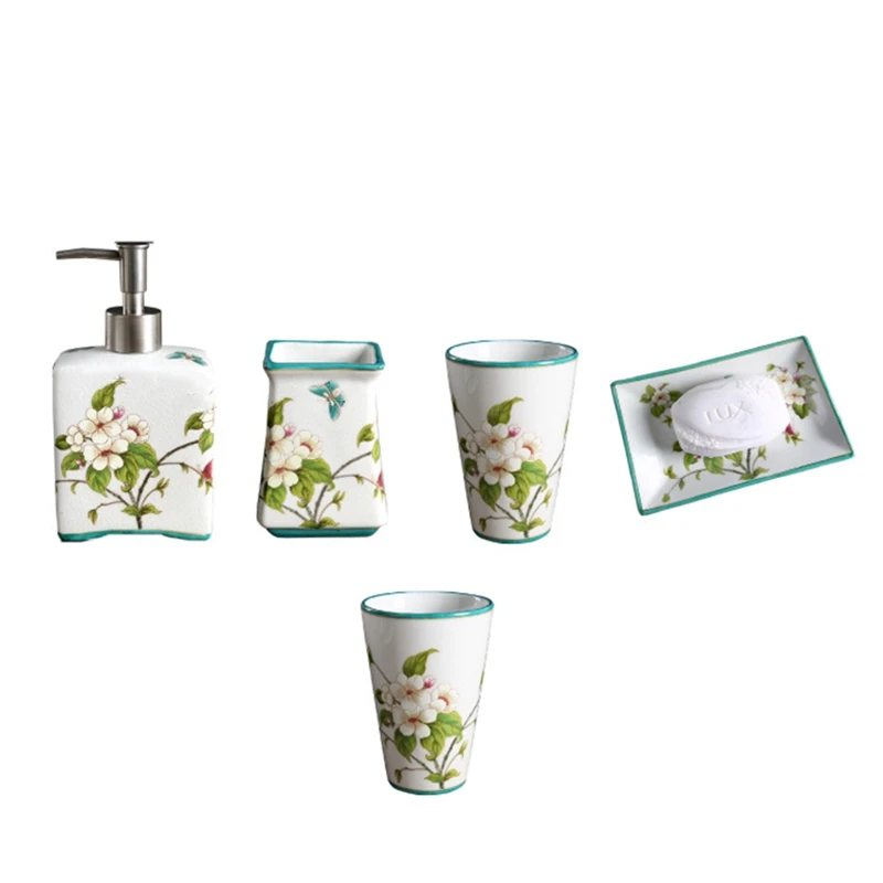 Creative Gift Chinese Ceramic Bathroom Bathroom Set Of 5 Toothbrush Tube Cup Hand Sanitizer Bottle Soap Dish
Creative Gift Chinese Ceramic Bathroom Bathroom Set Of 5 Toothbrush Tube Cup Hand Sanitizer Bottle Soap Dish