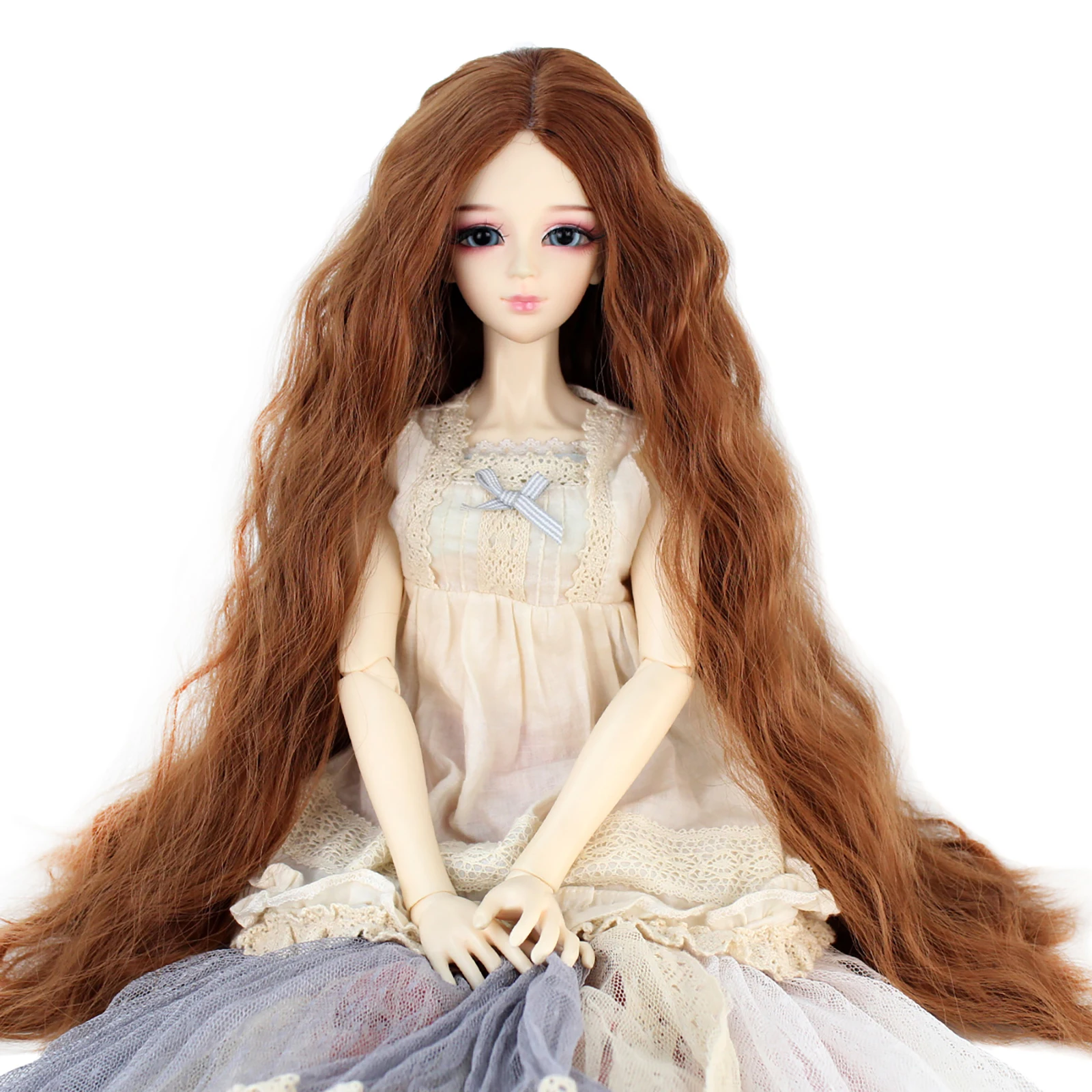 

Miss U Hair Long Kinky Curly 8-9inch 1/3 BJD MSD DOD Dollfie Doll Wig Centre Parting Hair Accessories Not for Human