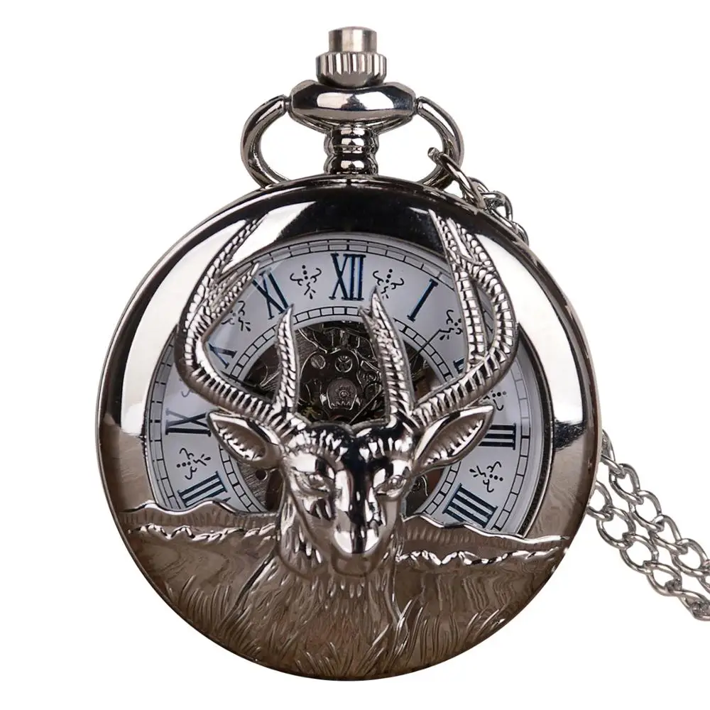 5Pcs/lot Sheep Steel Hollow Mechanical Pocket Watches Silver Skeleton Hand-winding Retro Male Clock with Pendant Fob Chain
5Pcs/lot Sheep Steel Hollow Mechanical Pocket Watches Silver Skeleton Hand-winding Retro Male Clock with Pendant Fob Chain