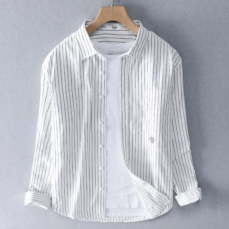 New Long sleeve casual cotton shirt men brand Japanese style trend shirts for men striped top mens chemise camisas de hombre
New Long sleeve casual cotton shirt men brand Japanese style trend shirts for men striped top mens chemise camisas de hombre