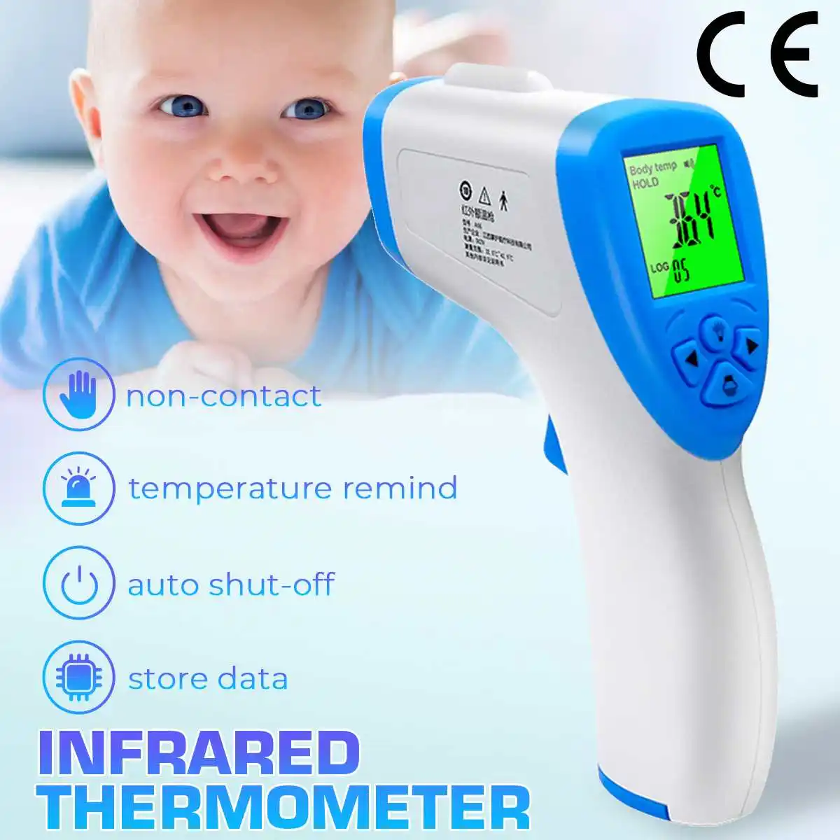 Certificated Non-contact Body Thermometer LCD Digital IR Infrared Thermometer Baby Health Care Forehead Thermometers
Certificated Non-contact Body Thermometer LCD Digital IR Infrared Thermometer Baby Health Care Forehead Thermometers