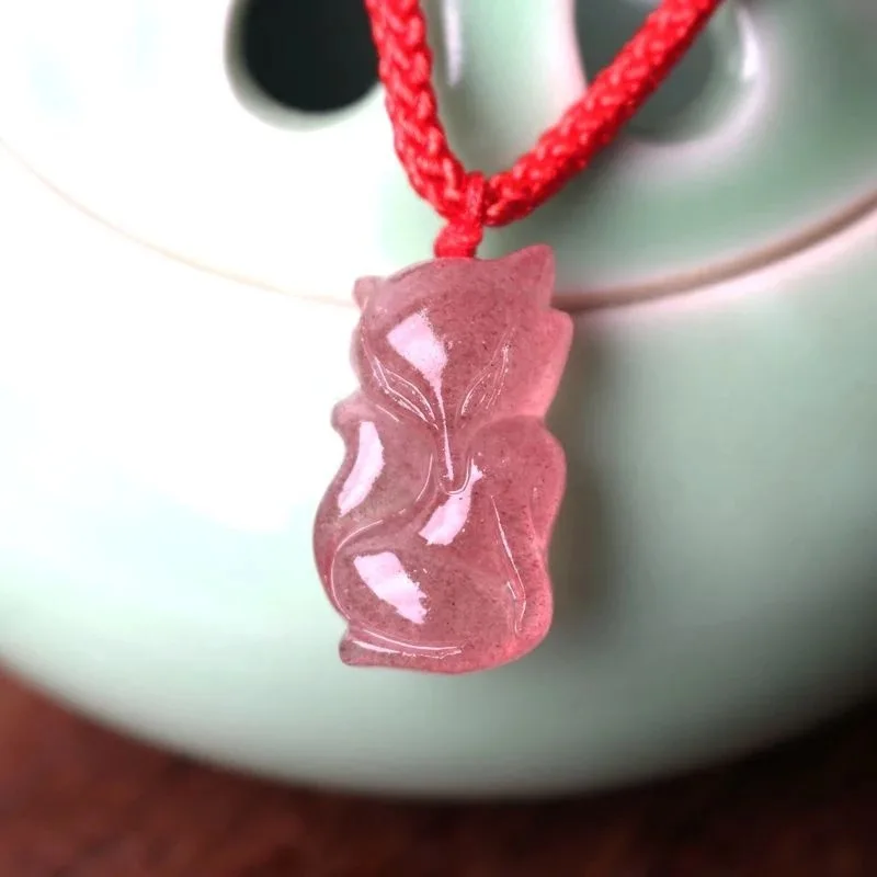 Natural Crystal Fox Spirit Recruit Peach Blossom Women's Strawberry Crystal Beauty Fox Pendant qiang wei jing mei hu Pendant Gif
Natural Crystal Fox Spirit Recruit Peach Blossom Women's Strawberry Crystal Beauty Fox Pendant qiang wei jing mei hu Pendant Gif