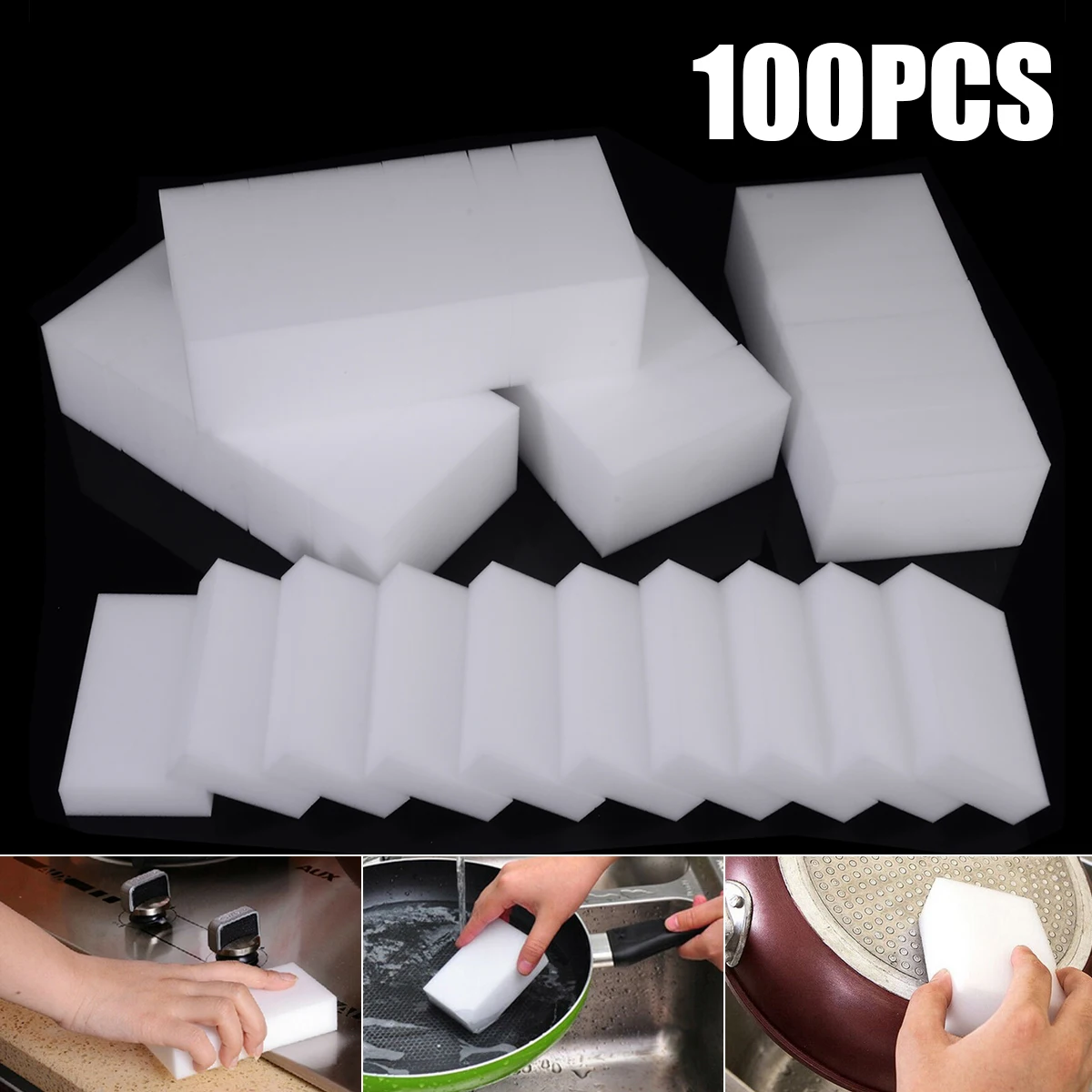 100pcs White Magic Cleaning Sponge Nano Eraser Sponge Kitchen Household Cleaner Multi-functional Foam 100*60*15mm
100pcs White Magic Cleaning Sponge Nano Eraser Sponge Kitchen Household Cleaner Multi-functional Foam 100*60*15mm