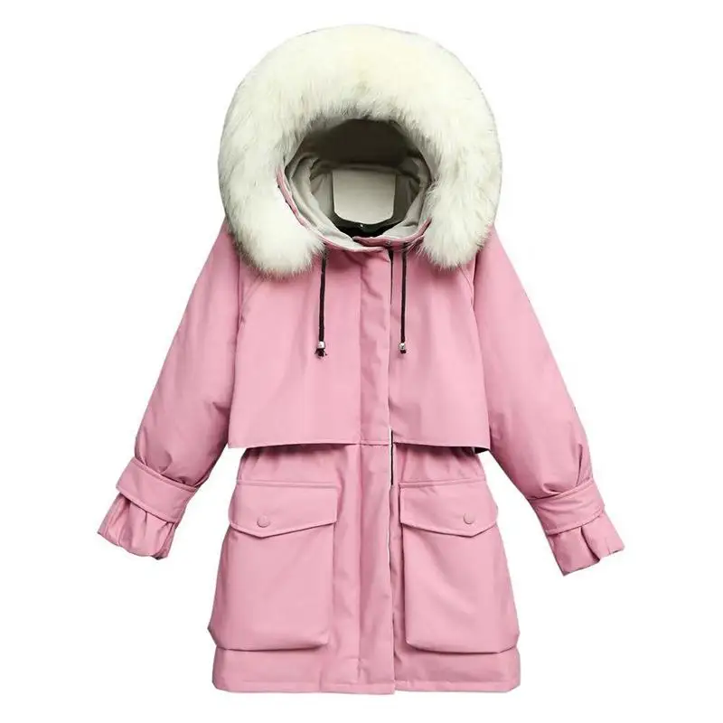 Women Fur Collar Down Padded Jacket Pockets Winter Thick White Duck Down Padded Long Parkas Coat Hooded Loose Outwear
Women Fur Collar Down Padded Jacket Pockets Winter Thick White Duck Down Padded Long Parkas Coat Hooded Loose Outwear