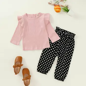 Infant Baby Girl Kid Striped Solid Tops T Shirt Ruffles Polka Dot Trousers Pants Autumn Long Flying Sleeve Outfit Clothes Sets 
Infant Baby Girl Kid Striped Solid Tops T Shirt Ruffles Polka Dot Trousers Pants Autumn Long Flying Sleeve Outfit Clothes Sets