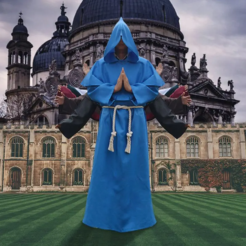 Men Adult Halloween Costume Monk Robe with Cross and Waist Rope Priest Cosplay Monk Clothes Role Play Masquerade Party Clothing
Men Adult Halloween Costume Monk Robe with Cross and Waist Rope Priest Cosplay Monk Clothes Role Play Masquerade Party Clothing