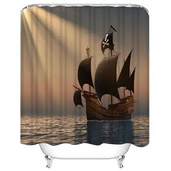 Shower Curtain Set Navy Pirate Ship in Rays of The Sun 3D Bathroom Decor Set with 12 Hooks 72X72 Inches Waterproof Polyester
Shower Curtain Set Navy Pirate Ship in Rays of The Sun 3D Bathroom Decor Set with 12 Hooks 72X72 Inches Waterproof Polyester