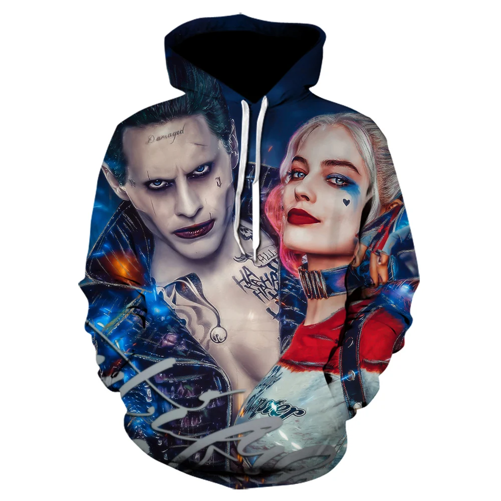 

2020 New Hip Hop Fashion hoodies Movies suicide squad Hoodie Joker/Harley Quinn 3d Print Mens Womens Hooded Sweatshirt tops