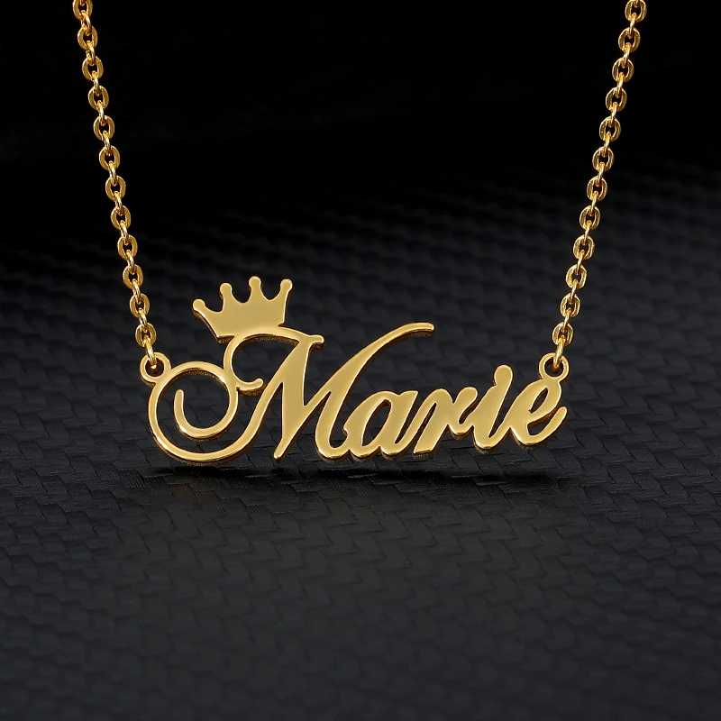 Custom Name Crown Font Necklace For Women Nameplate Personalized Stainless Steel Chain Choker Customized BFF Jewelry Gift Custom Name Crown Font Necklace For Women Nameplate Personalized Stainless Steel Chain Choker Customized BFF Jewelry Gift