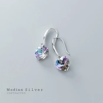 Modian Authentic 925 Sterling Silver Charm Ear Heart Shape Rainbow Crystal Dangle Earrings for Women Lady Fashion Jewelry Gift
Modian Authentic 925 Sterling Silver Charm Ear Heart Shape Rainbow Crystal Dangle Earrings for Women Lady Fashion Jewelry Gift