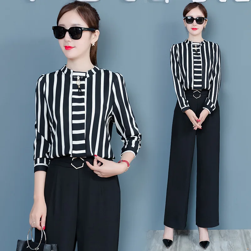 Wide Leg Pants Suit Autumn Clothes Female Temperament Chiffon Shirt Pants Two-piece Set
Wide Leg Pants Suit Autumn Clothes Female Temperament Chiffon Shirt Pants Two-piece Set