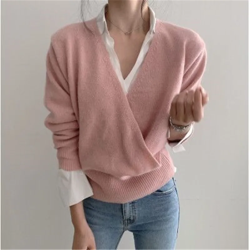 Autumn Knitted Women Sweater Solid Pullover V-Neck Long Sleeve Female Sweaters Elegant Vintage Korean Fashion Tops Clothing
Autumn Knitted Women Sweater Solid Pullover V-Neck Long Sleeve Female Sweaters Elegant Vintage Korean Fashion Tops Clothing