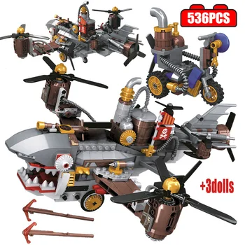 ERBO City Creator Age Of Steam Series Shark Airship Model Building Blocks Military Helicopter Figures Bricks Toys For Boys
ERBO City Creator Age Of Steam Series Shark Airship Model Building Blocks Military Helicopter Figures Bricks Toys For Boys