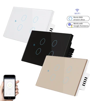 Tuya Smart life APP wifi light touch switch need Neutral wire 4 gang US smart wall switch 110-240V works for Alexa Google Home
Tuya Smart life APP wifi light touch switch need Neutral wire 4 gang US smart wall switch 110-240V works for Alexa Google Home
