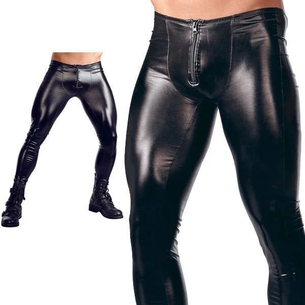 Zogaa 2019 сексуальные мужские блестящие брюки из искусственной кожи Высокие