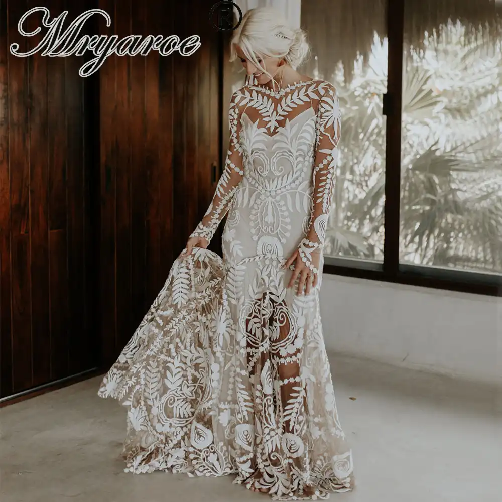 fringe sleeve wedding dress