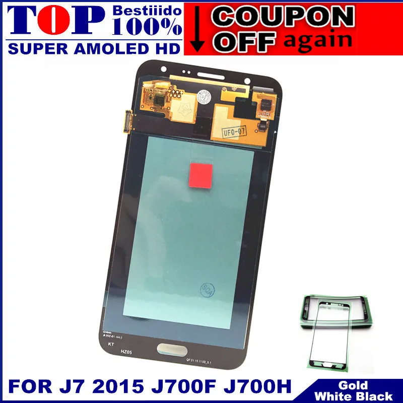 100% супер AMOLED lcd S для samsung Galaxy J7 2015 J700 J700F J700H J700M дисплей кодирующий преобразователь