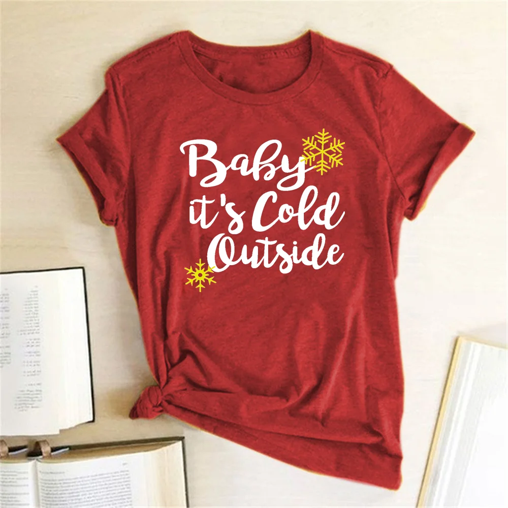 Women Christmas Holiday Gift Short Sleeve Graphic Tee Shirt Femme Drop Shipping Baby It's Cold Outside Cute Christmas T Shirt
Women Christmas Holiday Gift Short Sleeve Graphic Tee Shirt Femme Drop Shipping Baby It's Cold Outside Cute Christmas T Shirt