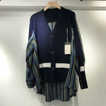 SONDR 2020 Autumn New Women Sweater Irregular Hem Fake Two-piece Cardigan Coat Knitted Stitching Striped Shirt Top Large Size
SONDR 2020 Autumn New Women Sweater Irregular Hem Fake Two-piece Cardigan Coat Knitted Stitching Striped Shirt Top Large Size