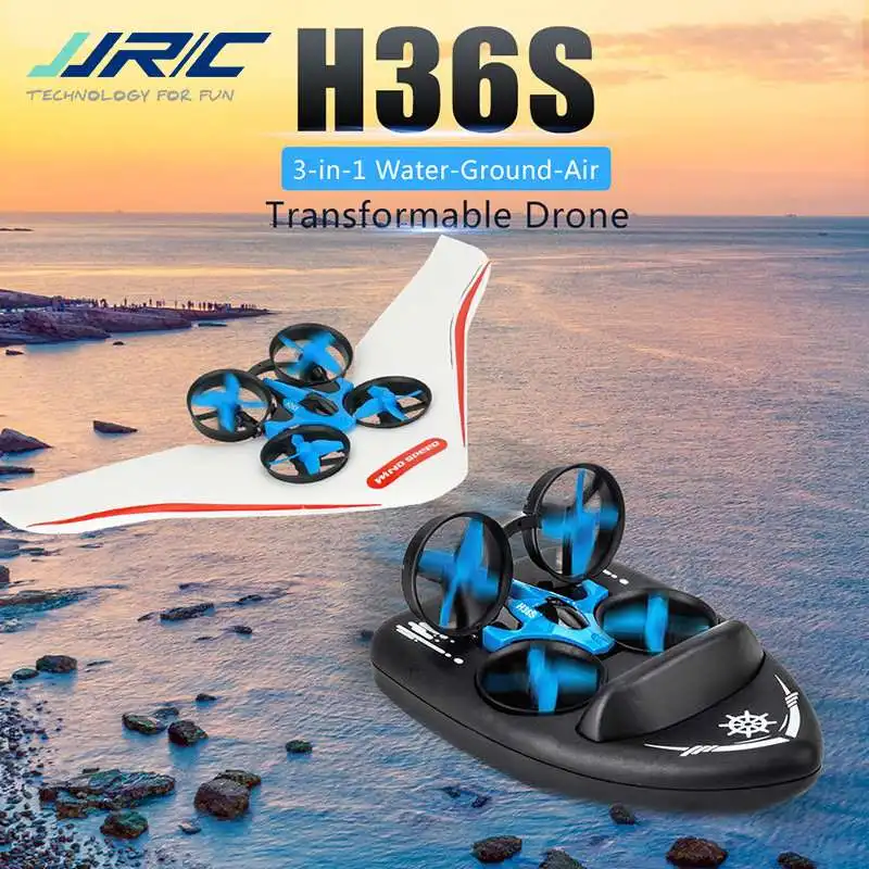 Модернизированный H36F JJRC H36S 2 4G 4 в 1 Радиоуправляемый Летающий Дрон Land Driving Boat Quadcopter