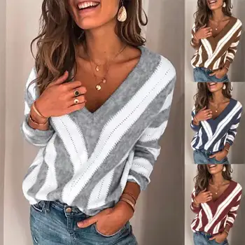 2019 Basic Deep V Striped Solid Autumn Winter Sweater Pullover Women Female Knitted Sweater Long Sleeve Badycon Sweater Pullover
2019 Basic Deep V Striped Solid Autumn Winter Sweater Pullover Women Female Knitted Sweater Long Sleeve Badycon Sweater Pullover