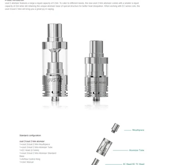 Original Atomizer Tank Atomizer 5.5ml FOR iJust 2 AND iJust 2 TC KIT Adjustable Airflow EC Head suit E Cigarette iJust 2 Kit
Original Atomizer Tank Atomizer 5.5ml FOR iJust 2 AND iJust 2 TC KIT Adjustable Airflow EC Head suit E Cigarette iJust 2 Kit