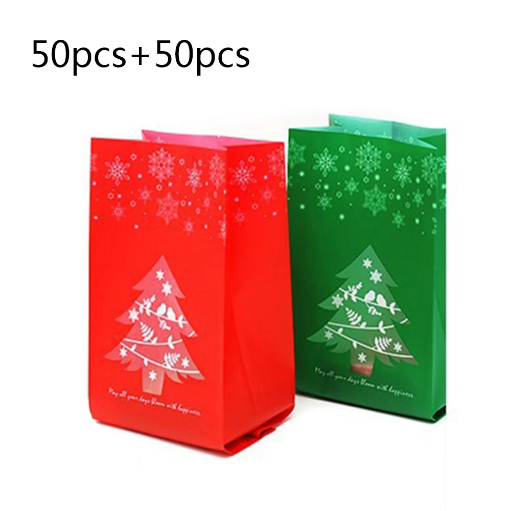 100pcs christmas gift bag red green christmas tree snowflake