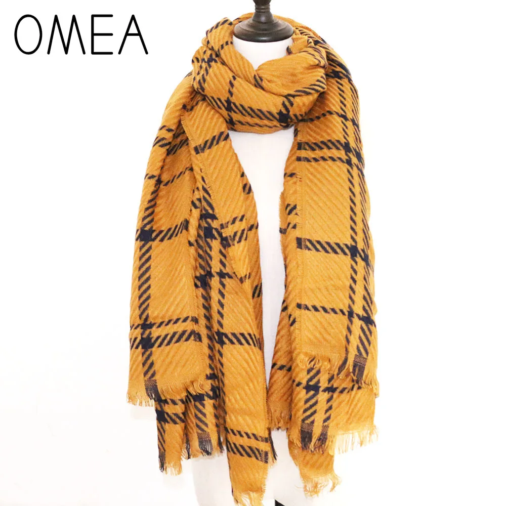 OMEA Winter Scarf Women Plaid Scarf Yellow Camel Blanket Scarf Poncho and Cape Shawl Woven Cashmere Scarf Solid Hijab Scarf 2019
OMEA Winter Scarf Women Plaid Scarf Yellow Camel Blanket Scarf Poncho and Cape Shawl Woven Cashmere Scarf Solid Hijab Scarf 2019